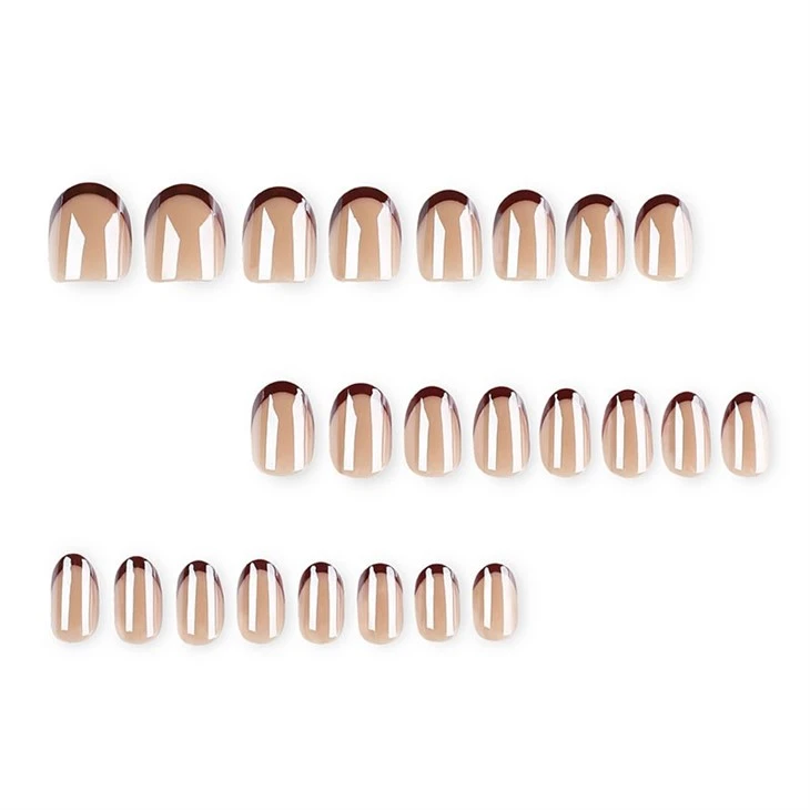 Brown Chrome French Tip Press On Nails suppliers